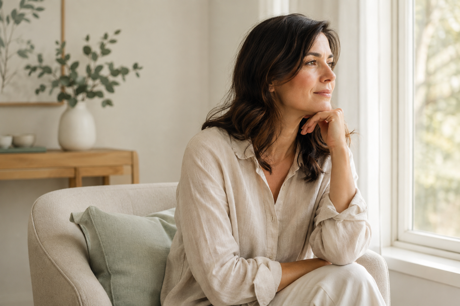 Woman thinking about her fertility