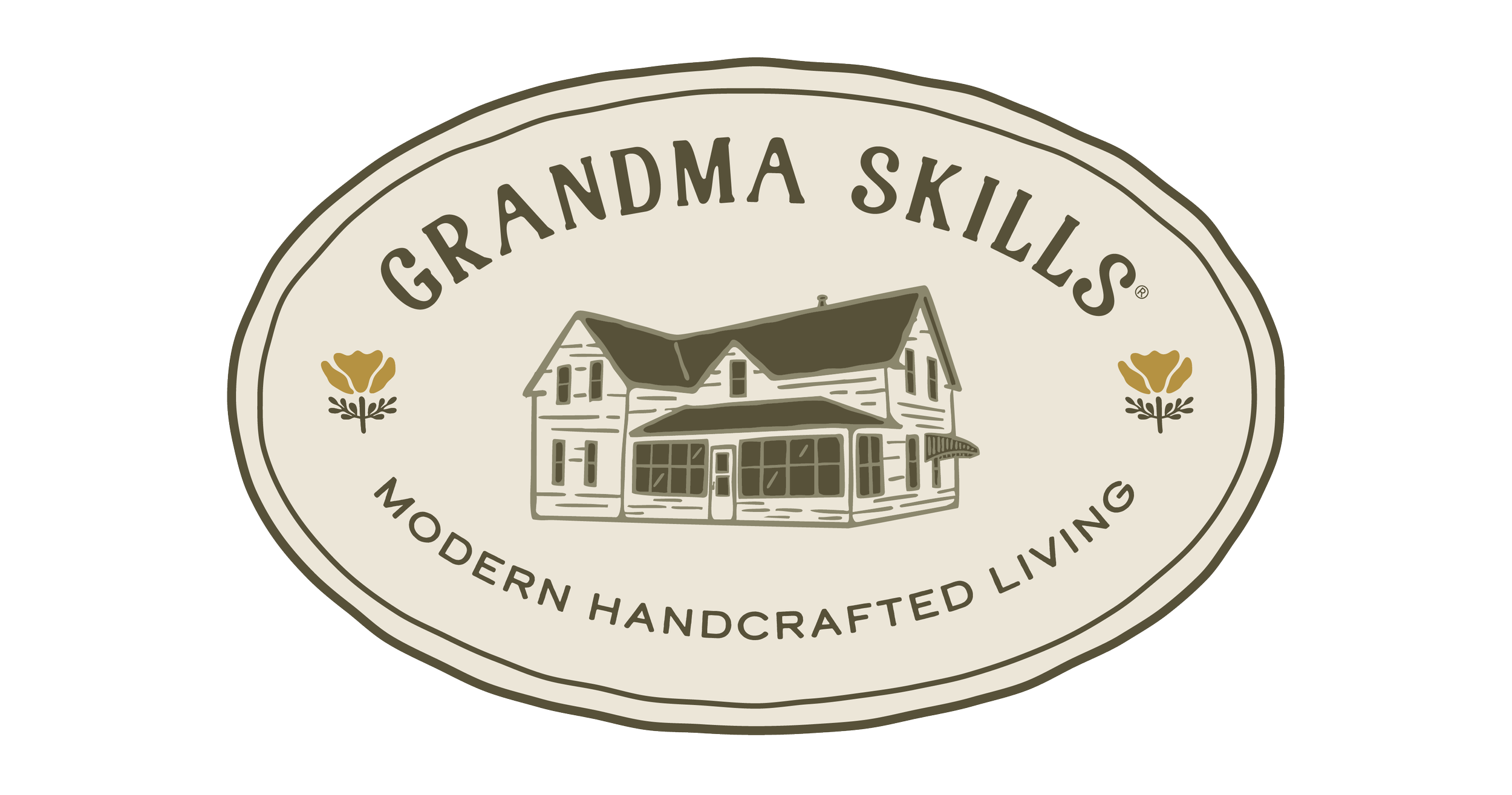 Grandma Skills oval vintage logo design by Naomi Goff Design — Modern Handcrafted Living brand mark
