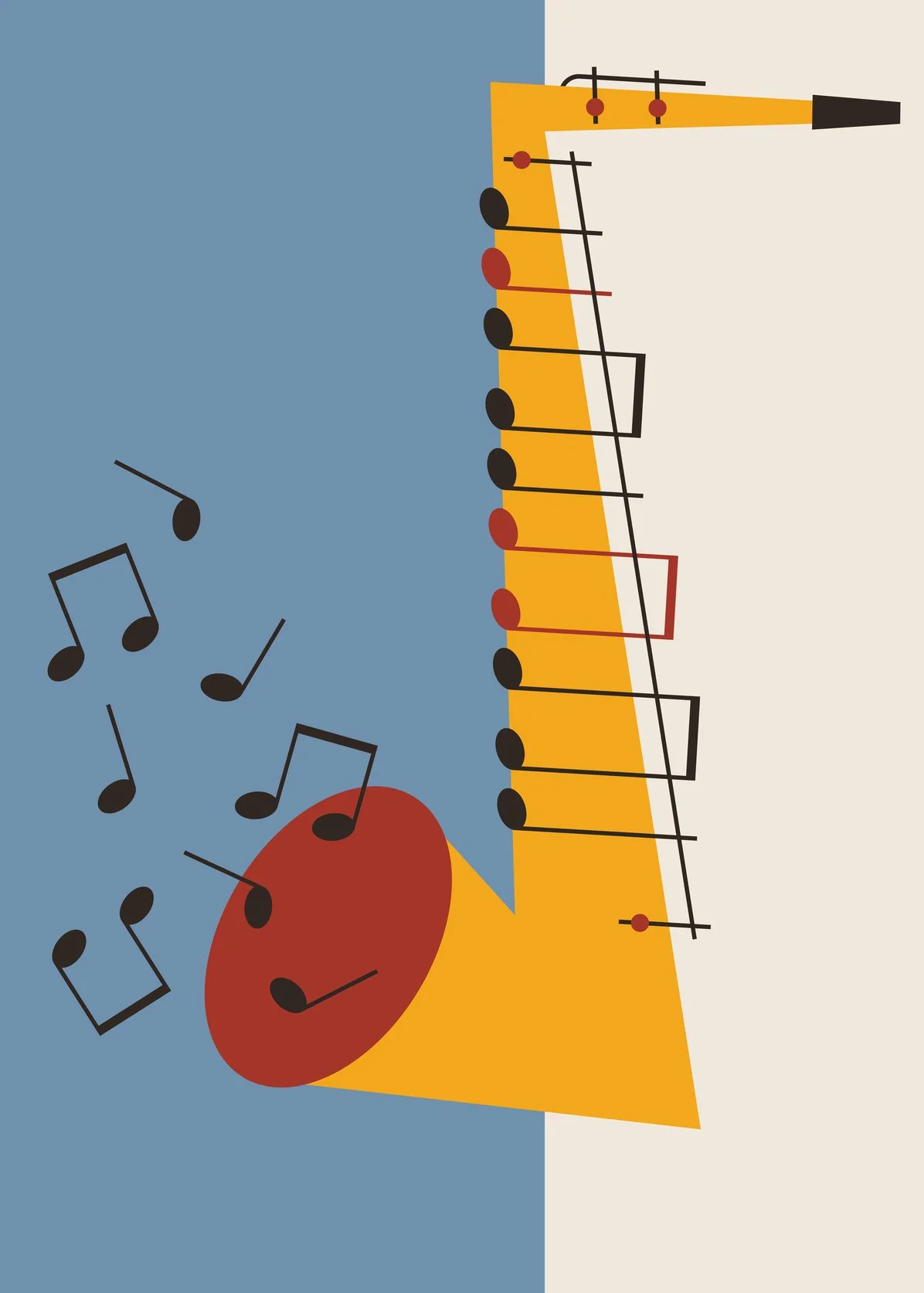 Saxophone with Notes Illustration