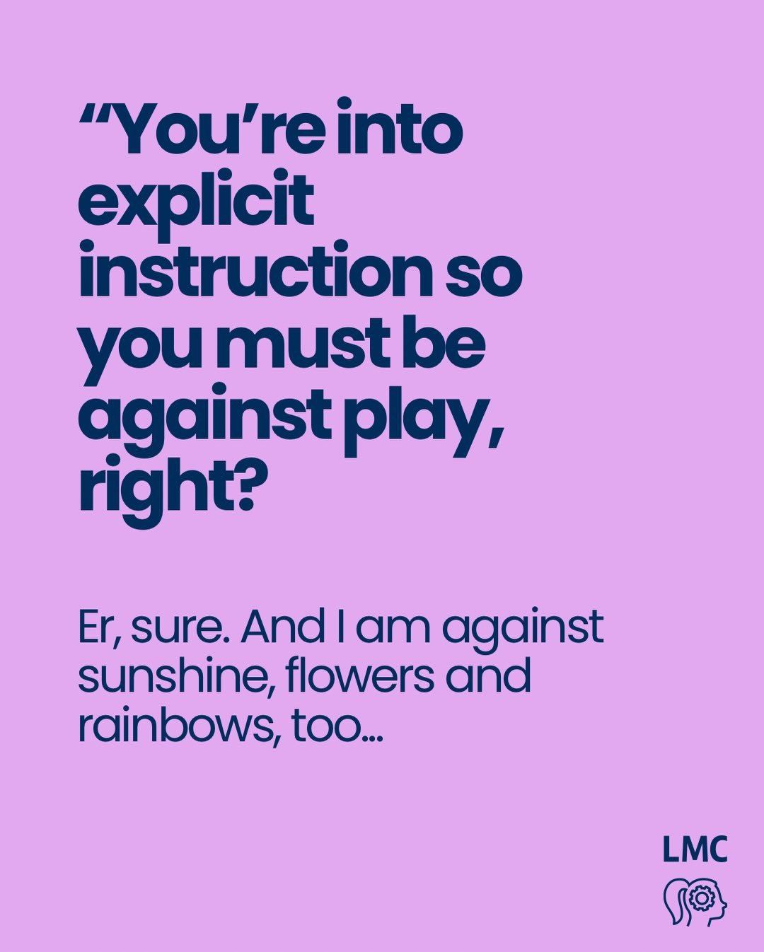 Welcome back to the Misconception Series 👋
This is post #2.

A common assumption I hear a lot is that if you support explicit instruction and structure, you must be anti play.

That simply isn&rsquo;t true.

Play, silliness, curiosity and fun are es