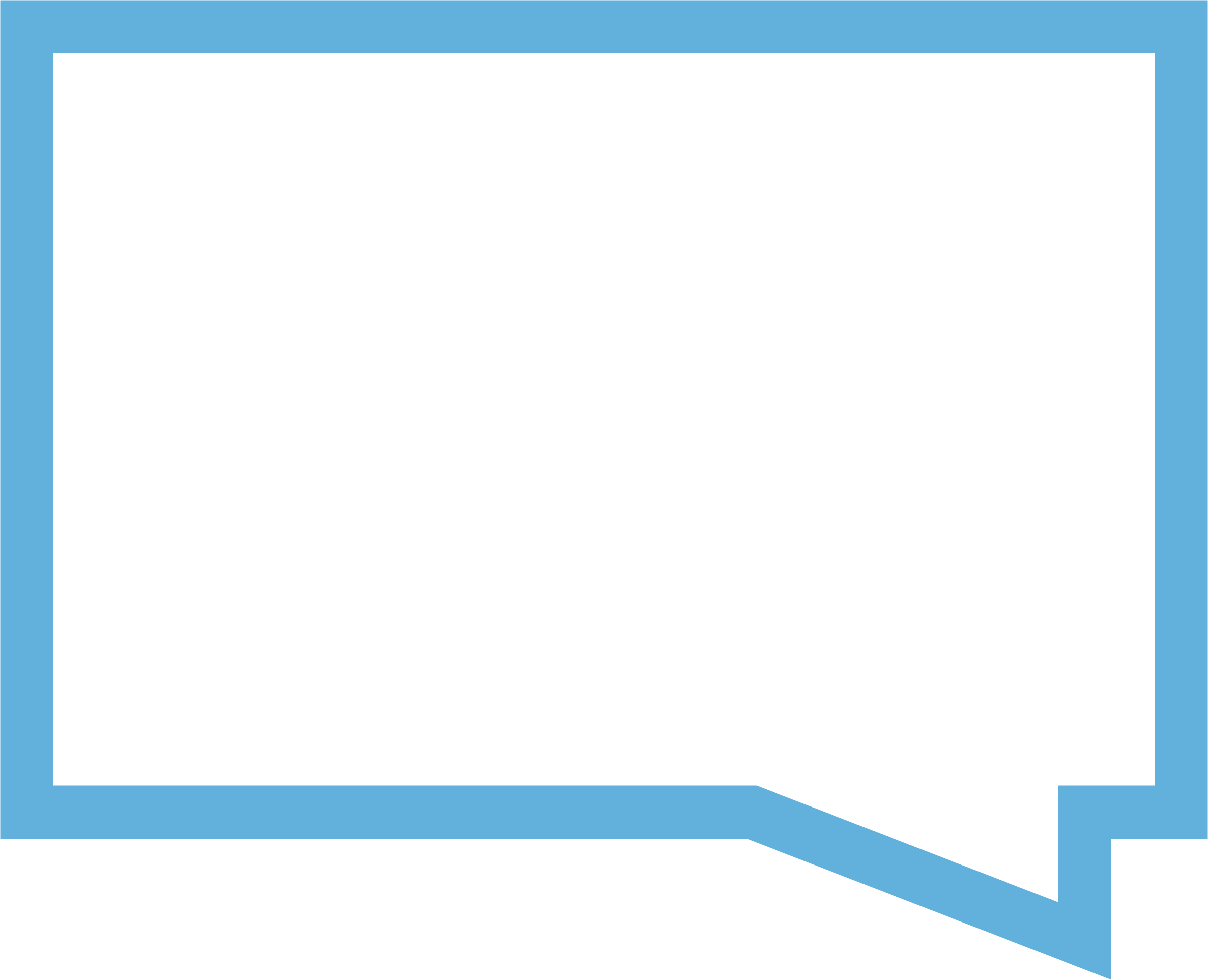 A black speech bubble with a light blue outline and tail, set against a light blue background.