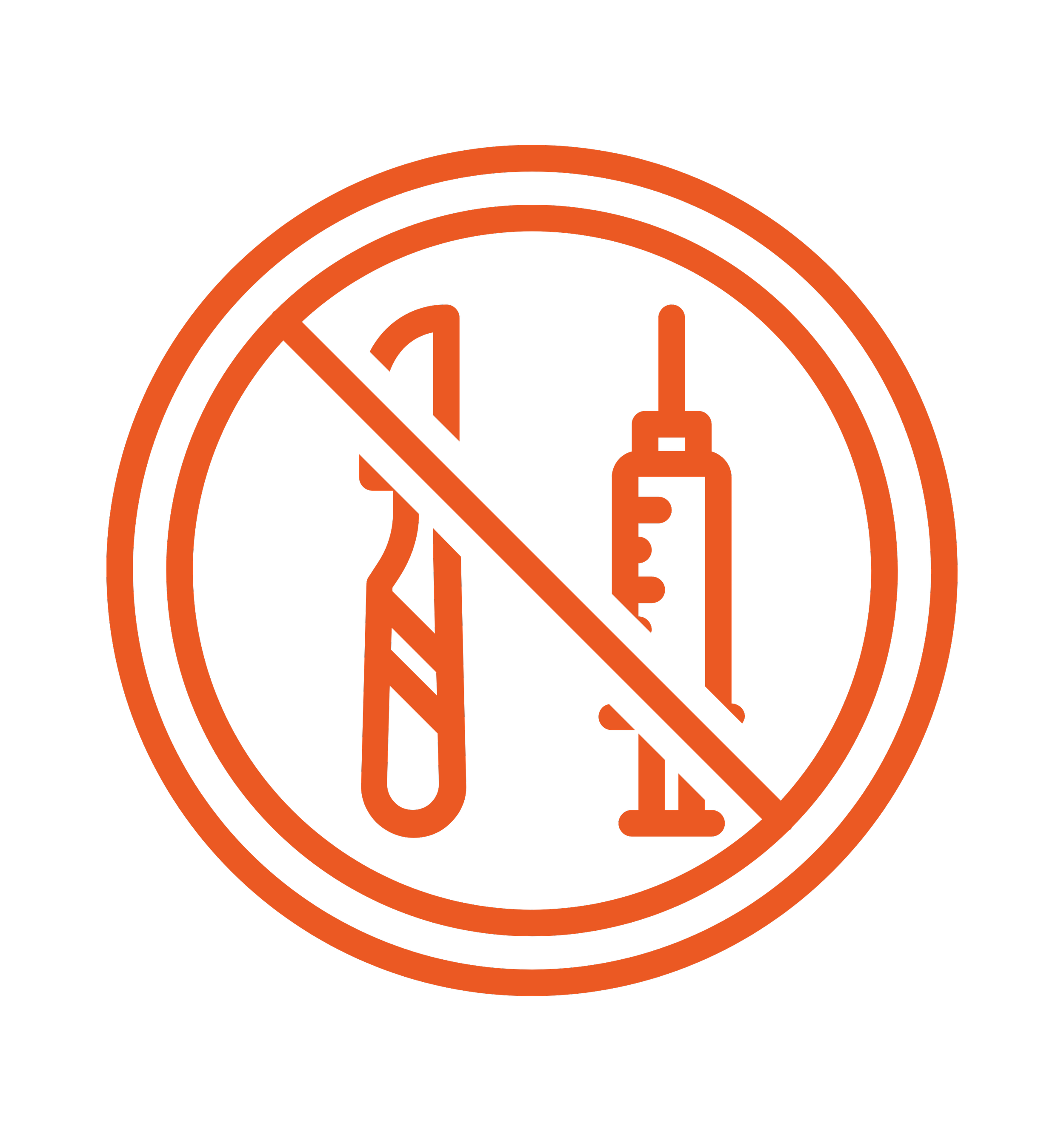 No drugs sign, features a pill and a syringe with a slash through it.