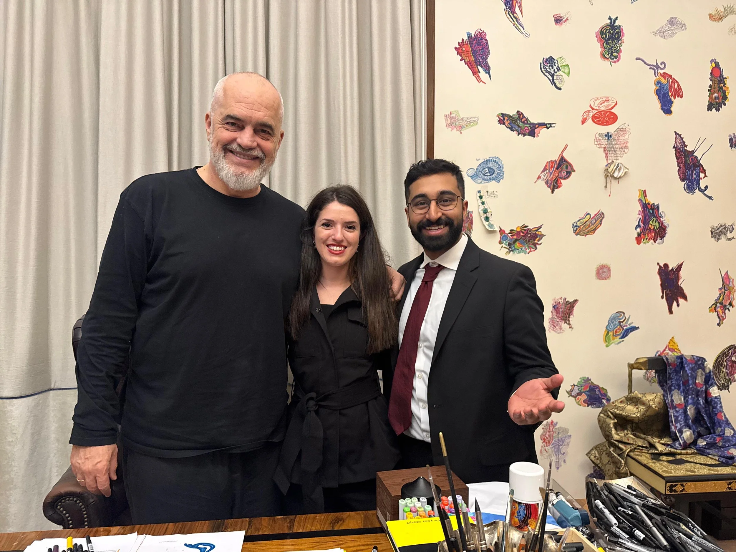 Prime Minster Edi Rama with Dir. Anisa Selenica and Abbas Tayebali