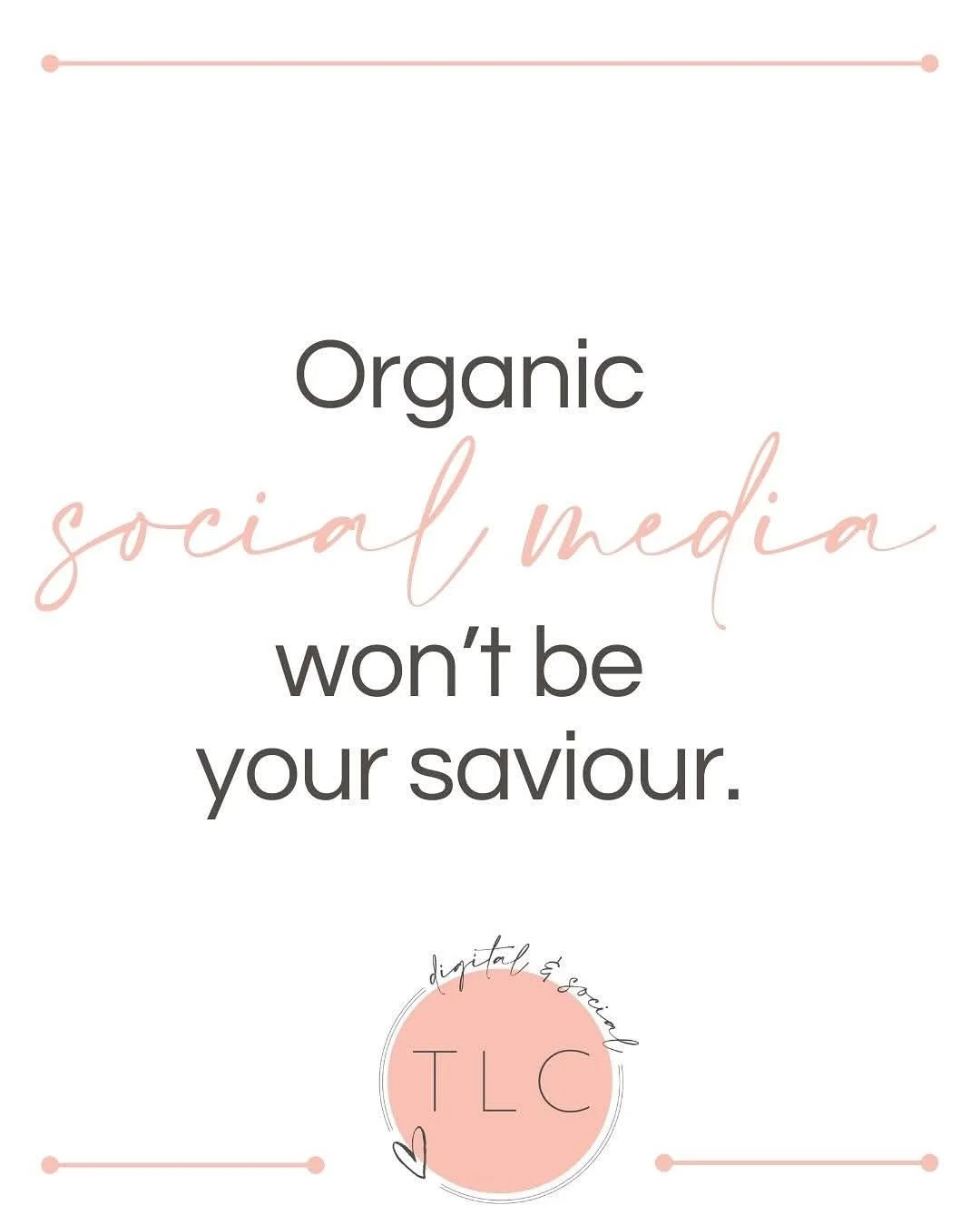 I debated posting this, because organic social media is what I specialise in. 

But it&rsquo;s something I&rsquo;ve been talking about with clients a lot lately, so it must be said: only engaging in organic social media marketing for your business wo