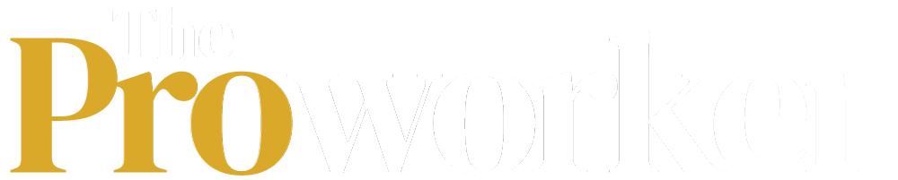 The logo of 'The Pworker' with the word 'Proworker' in large letters, featuring a combination of black, white, and gold colors.