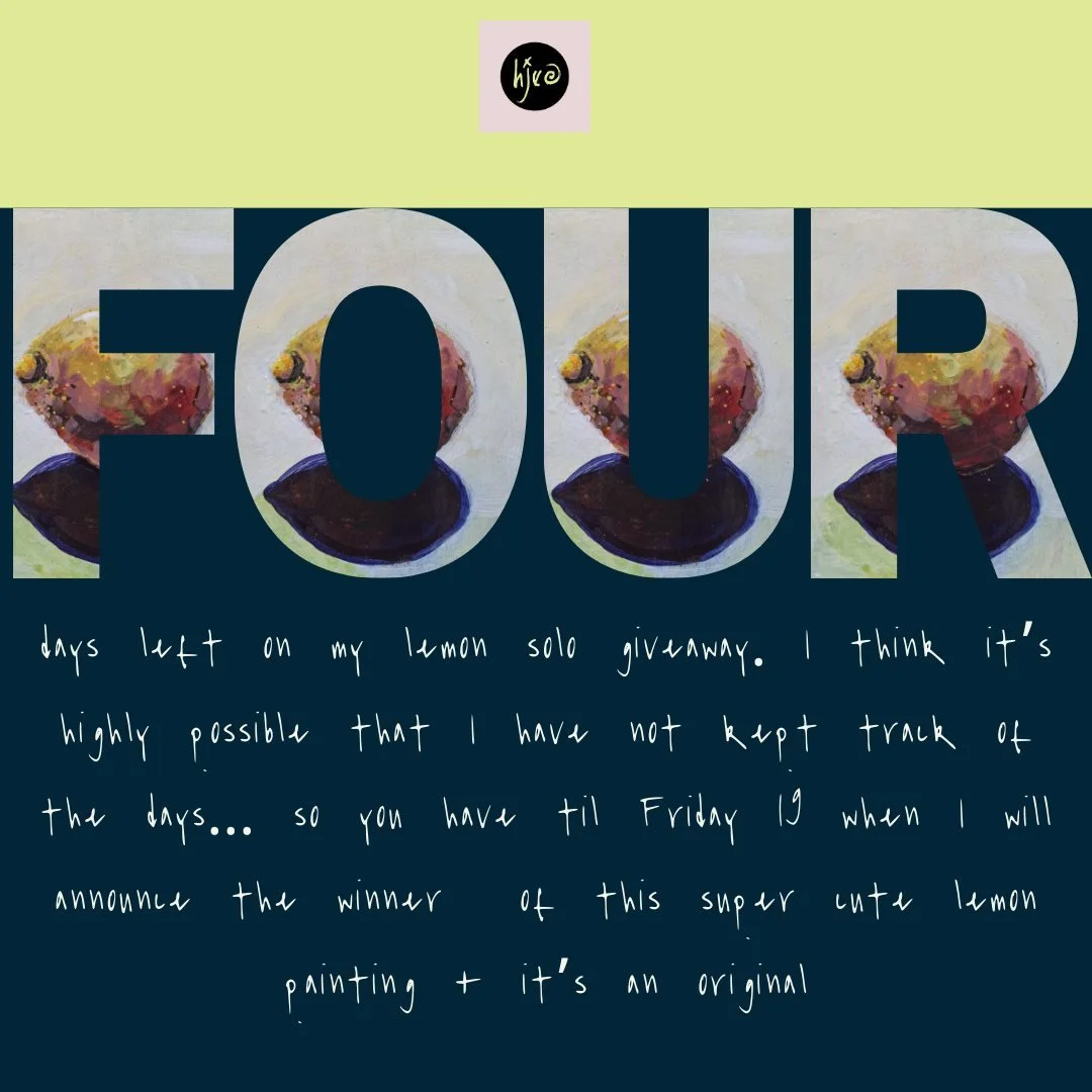 I am going to say there are four days left of my lemon solo festive giveaway.

If you would like one of my original paintings as a gift to you, then comment lemon... It's so easy...I will DM you the link to enter
If you share this post, you get anoth