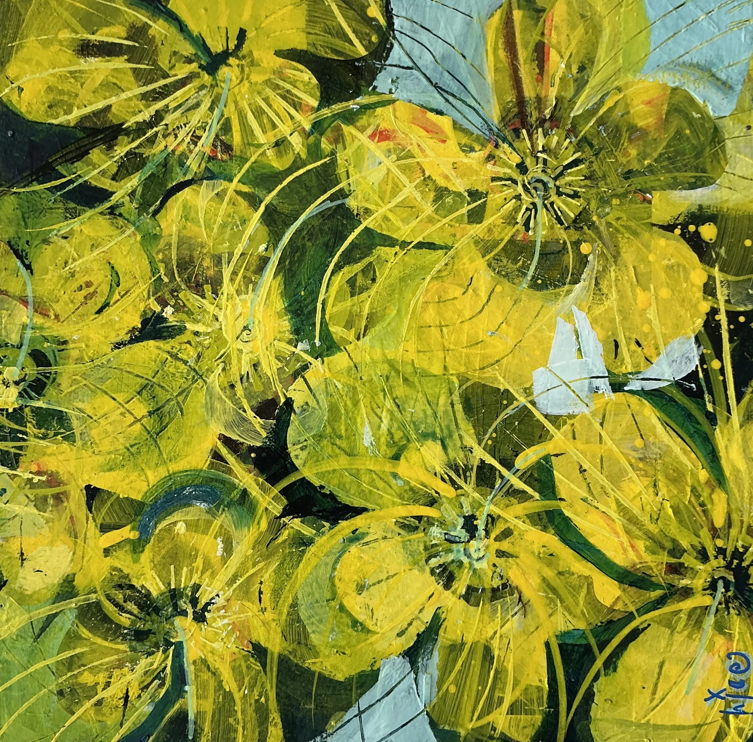 Helen Evans_GoldenPenda II_30x30x3.2cm_acrylic on  wood cradled meranti panel_$325.JPG