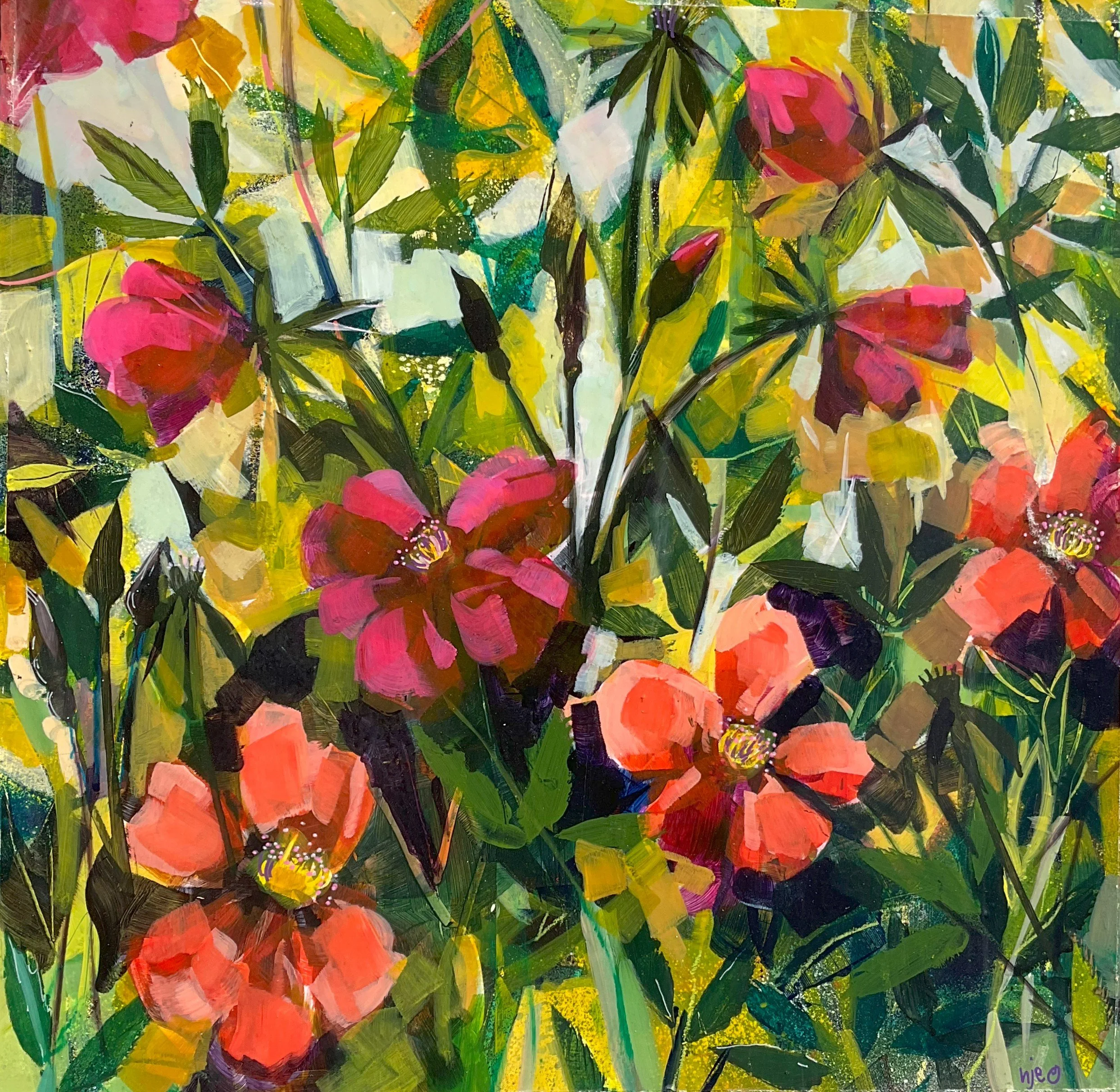 Helen Evans_ Bee Bouquet II_ 60x60x4cm_acrylic on cradled ply panel_ $895.jpg