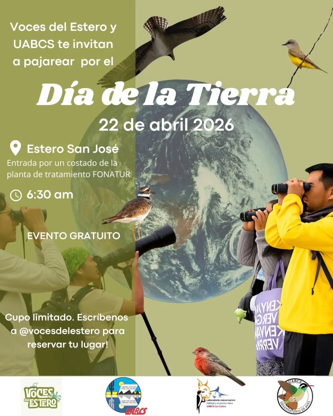 Este D&iacute;a de la Tierra, acomp&aacute;&ntilde;anos a pajarear, a conectar con la Naturaleza y agradecerle a nuestro hogar todas las maravillas que alberga y que permiten nuestra subsistencia.

Traigan ropa c&oacute;moda y ganas de aprender de av