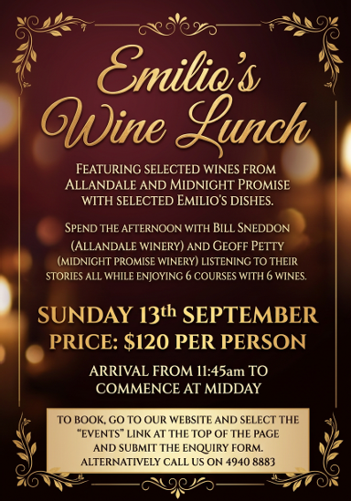 Emilio's Wine Lunch