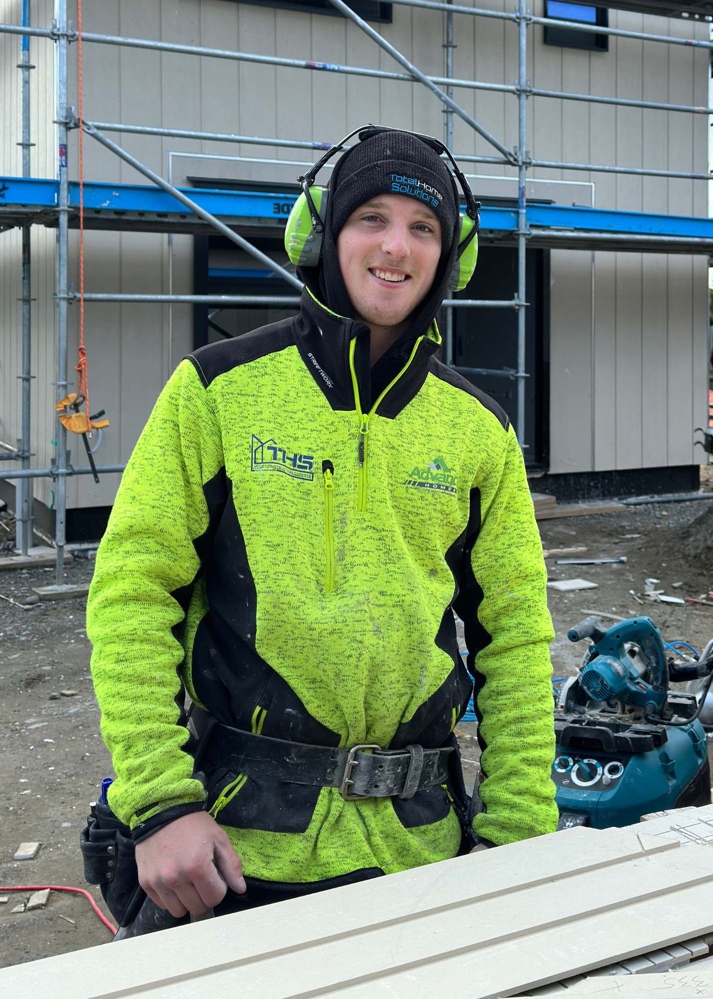 THS team member wearing earmuffs