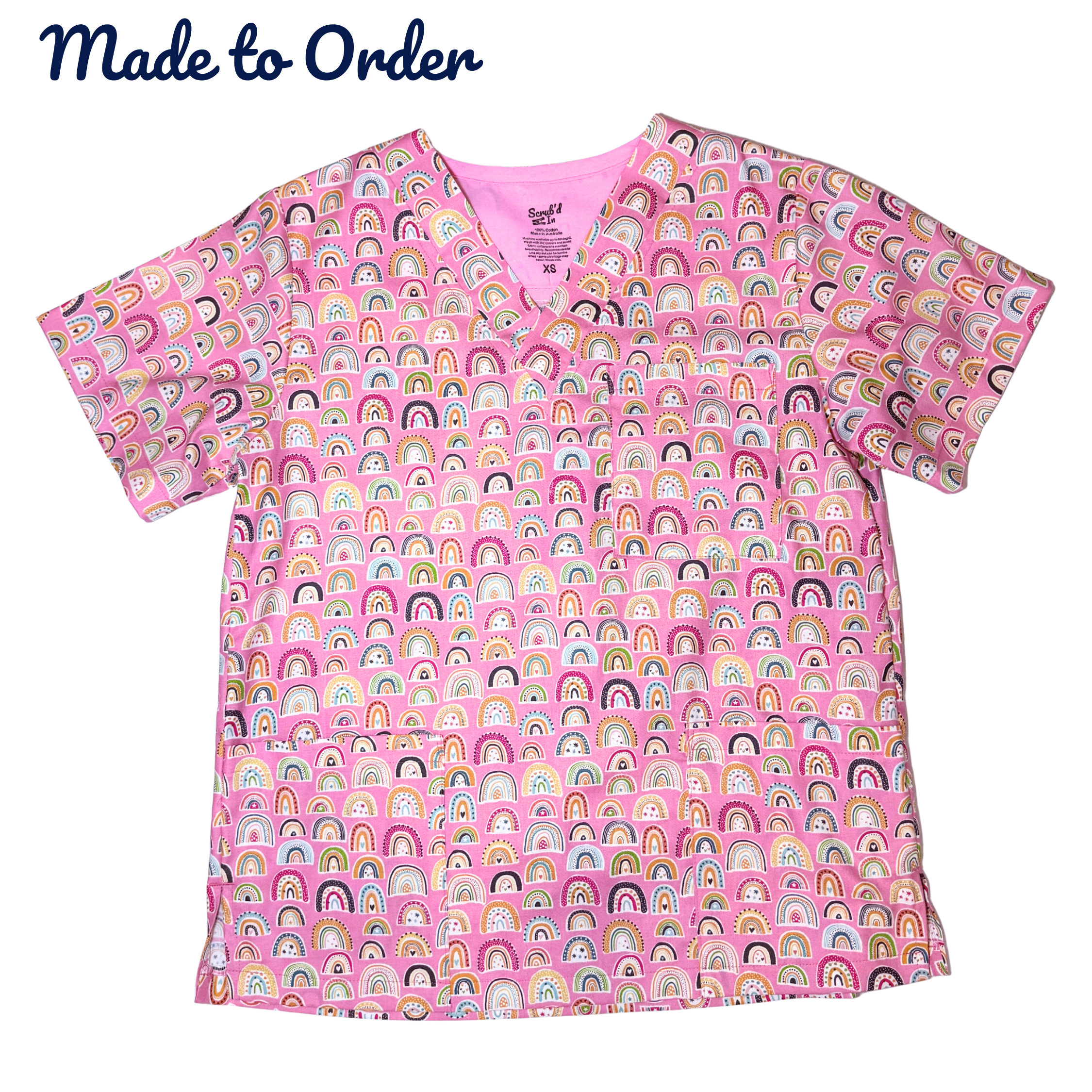 Pink Boho Rainbow Scrub Top (Limited Edition)