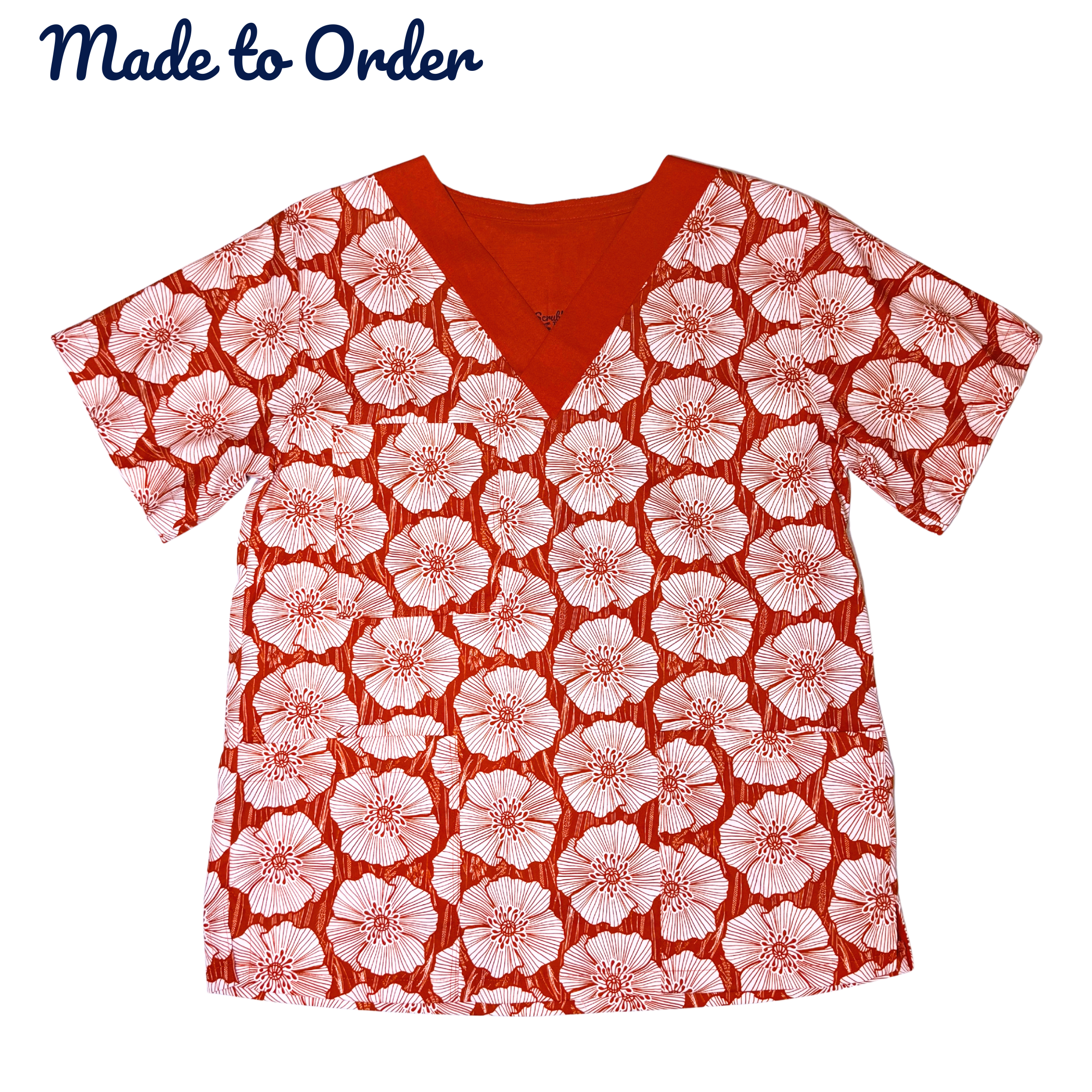 Red Hibiscus Scrub Top (Limited Edition)