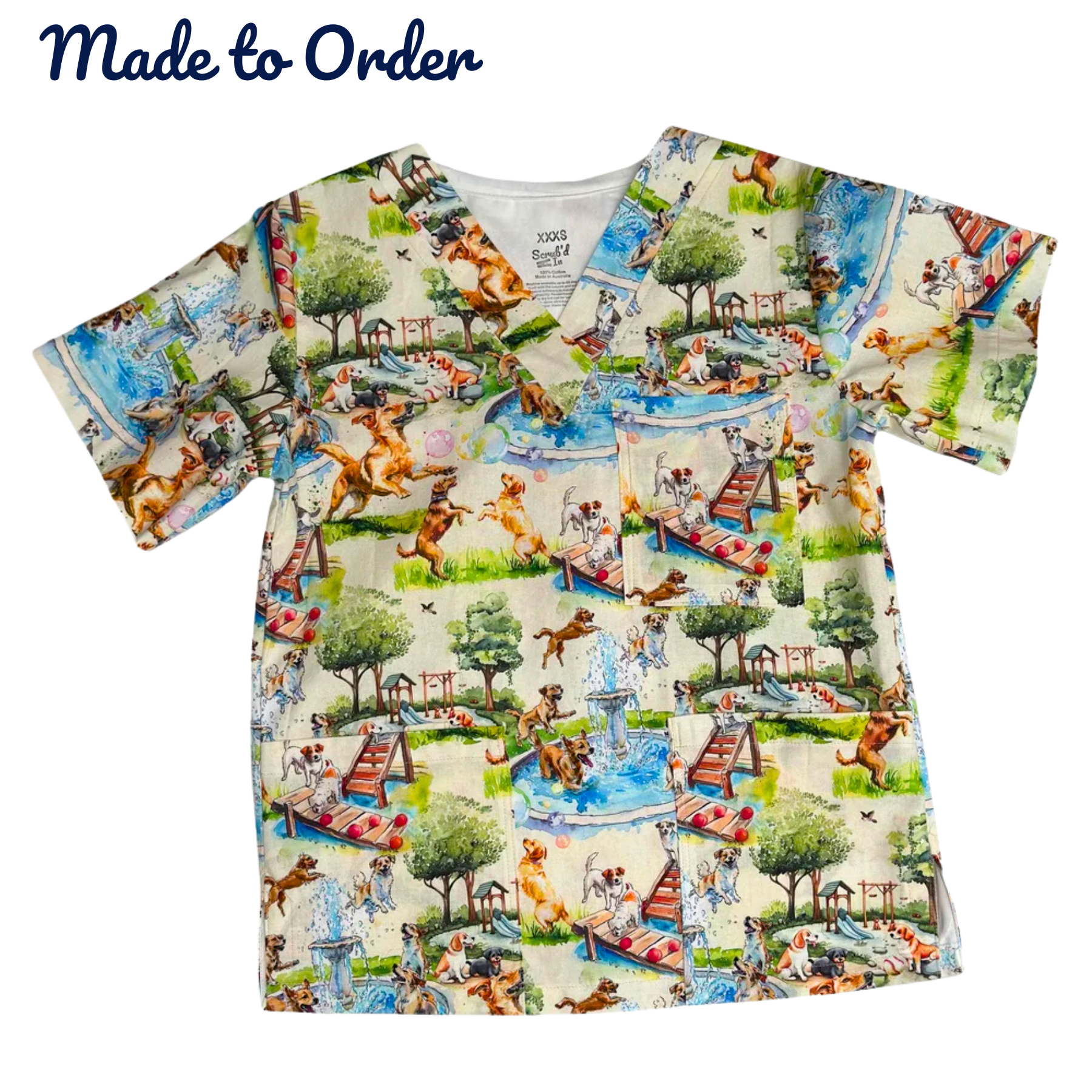 Dog Park Scrub Top [Custom Order]