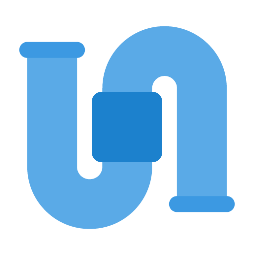 Illustration of a blue pipe with a connection in the middle.