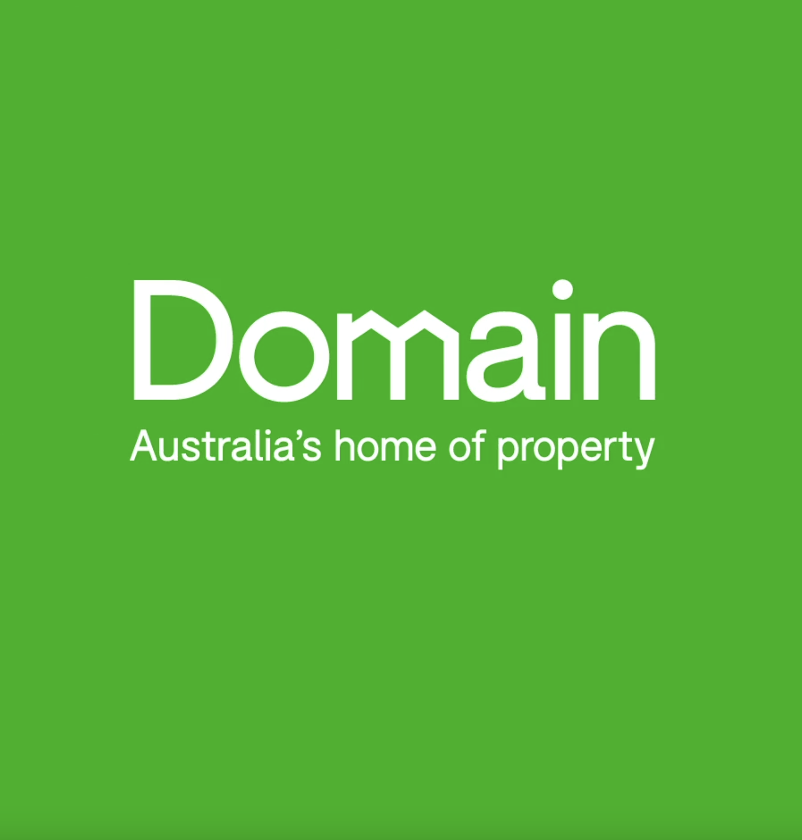Green background with the word "Domain" and the phrase "Australia's home of property" in white text.