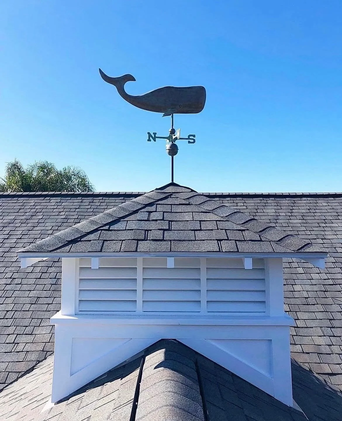 Above the shingle roofline, a bespoke timber cupola and weathervane reference the home&rsquo;s seaside setting at Chinaman&rsquo;s Beach. Design by Alex Stritt. Project @strittdesignandconstruction. #chinamansbeachhouse #strittdesignandconstruction