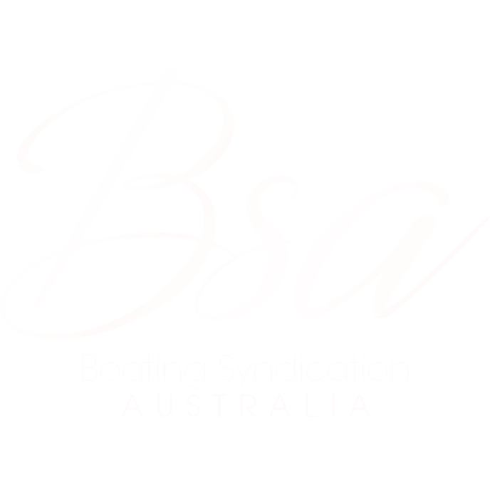 Boating Syndication Australia featuring stylised white text on a black background.