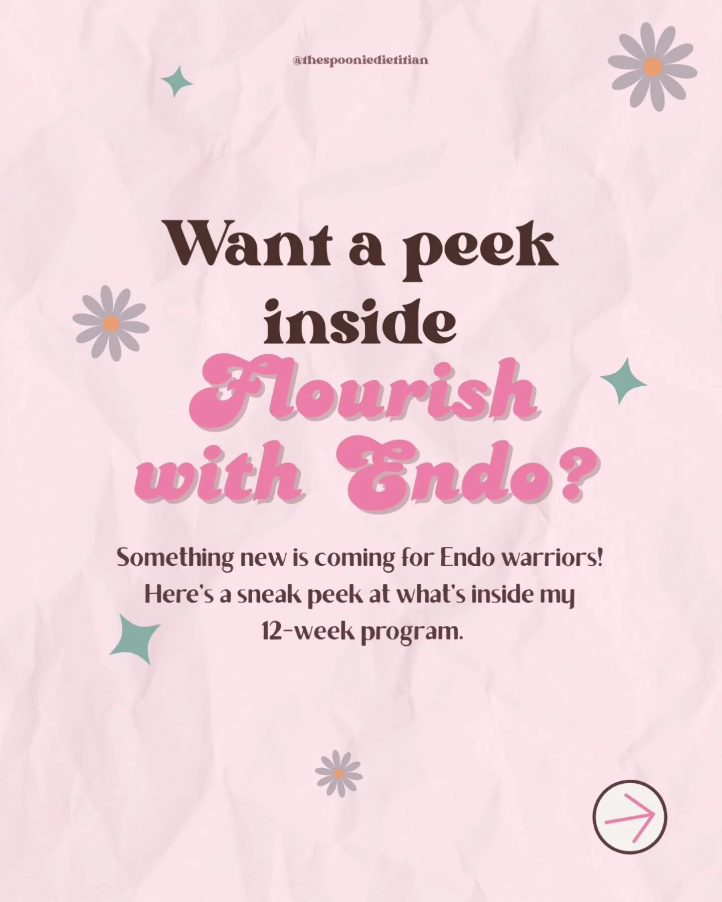 Flourish with Endo is designed to help you navigate flare weeks, food guilt, and low energy, all without strict meal plans.
12 weeks of support:
• 6 personalised coaching calls 
• Private messaging support 
• Custom Endo res