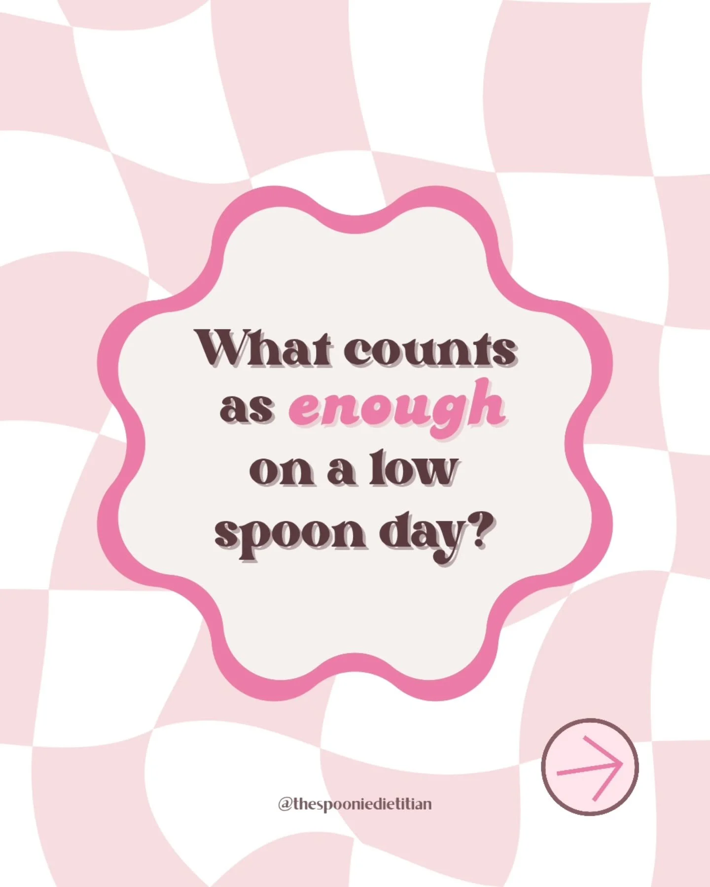 Enough might look different on a low spoon day, and that&rsquo;s okay. 

Save this for the next time you need a gentle reminder. 

#NonDietDietitian #Spoonie #ChronicIllness #FoodFreedom