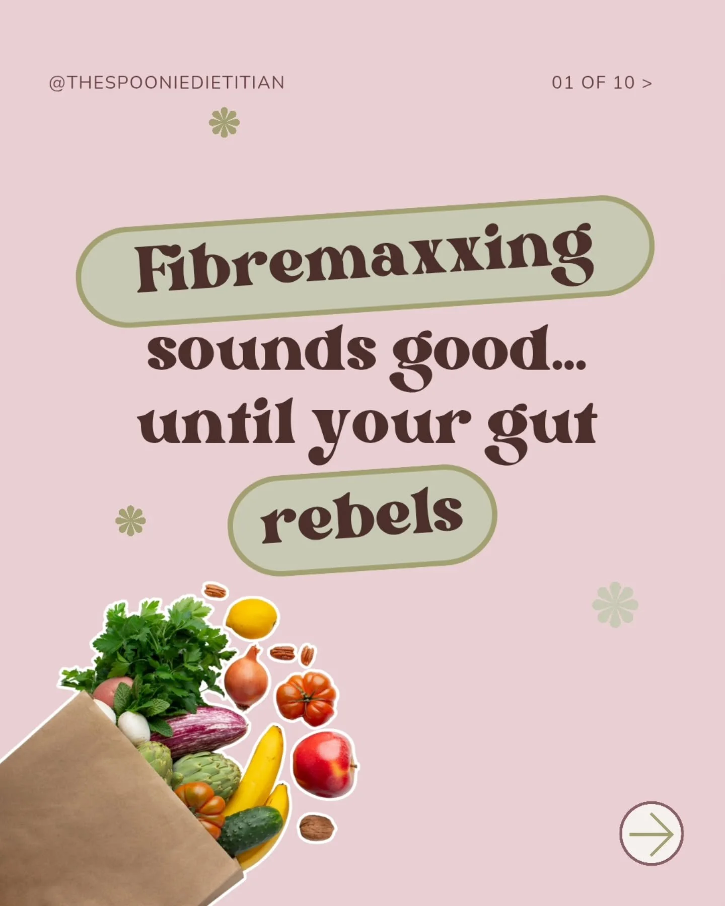 Thinking about fibremaxxing? Read this first. 

As a Dietitian, I don&rsquo;t recommend jumping from low fibre to 30g+ overnight.

Your gut isn&rsquo;t a trend. It doesn&rsquo;t need to be &ldquo;maxxed.&rdquo;
It needs consistency, diversity, and ti