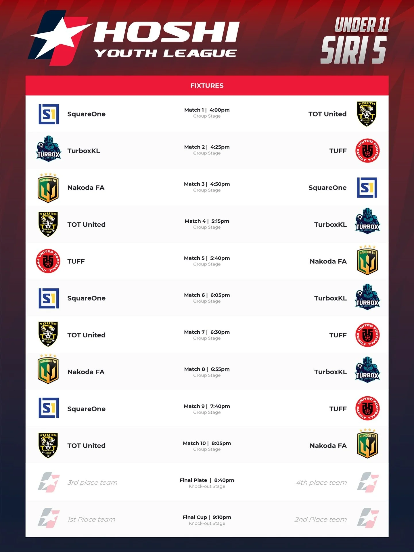 ⭐️ Hoshi Siri 5 : Fixtures Are Out

24 exciting matches await ⚽️✨

Hoshi Siri 5 is created as a platform for the kids to explore, express themselves, learn, and grow through the game. It&rsquo;s a space where they are free to try, make mistakes, impr