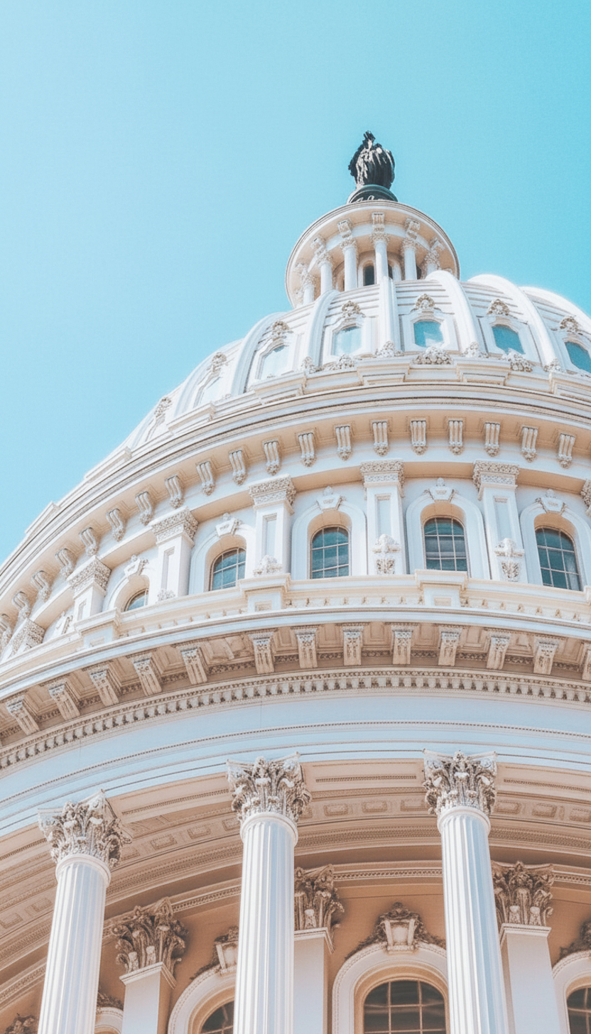 A photo of a white building dome with pillars serving to illustrate a protection theme supporting Axium-27's home page.