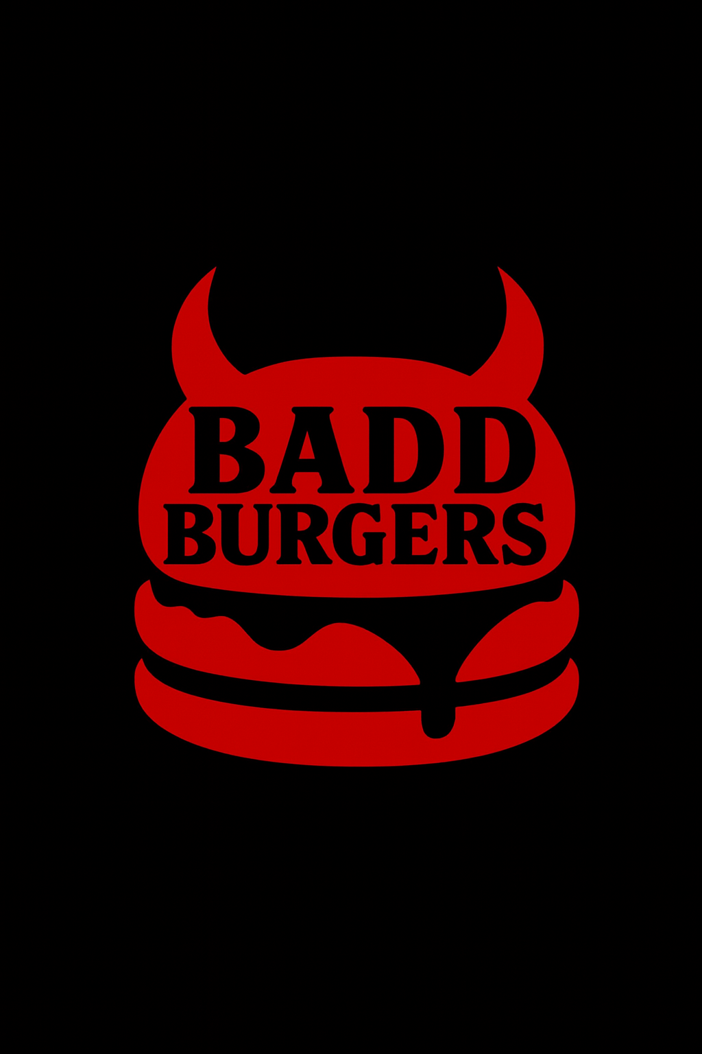 Logo for Badd Burgers featuring a red devil horned burger with the text 'BADD BURGERS' inside.
