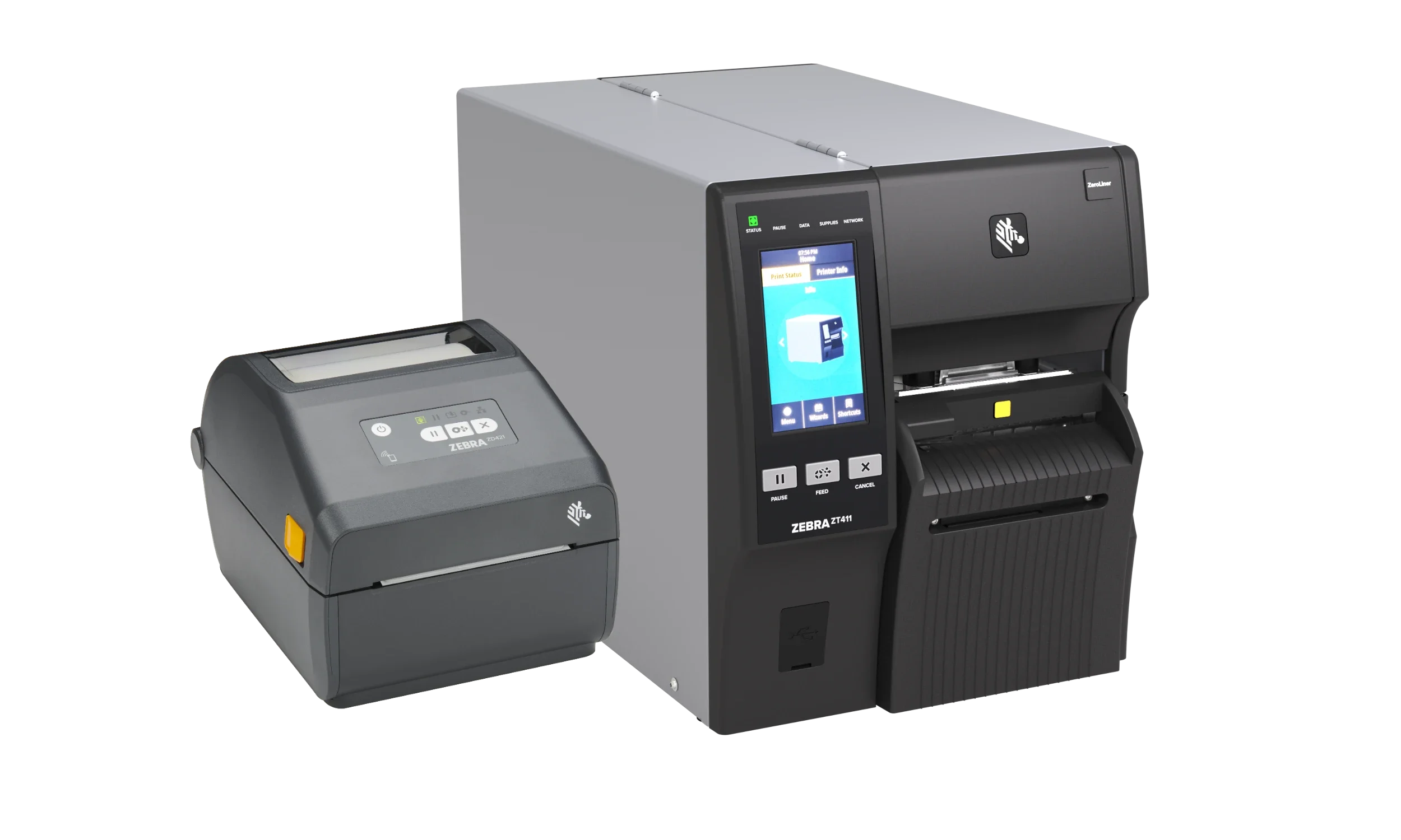 Some zebra desktop and industrial label printers supported for repair and servicing.