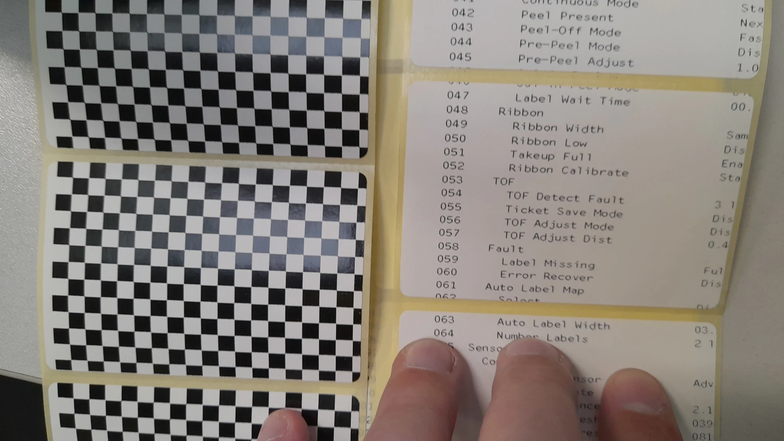 Test label printed using a thermal printer solution