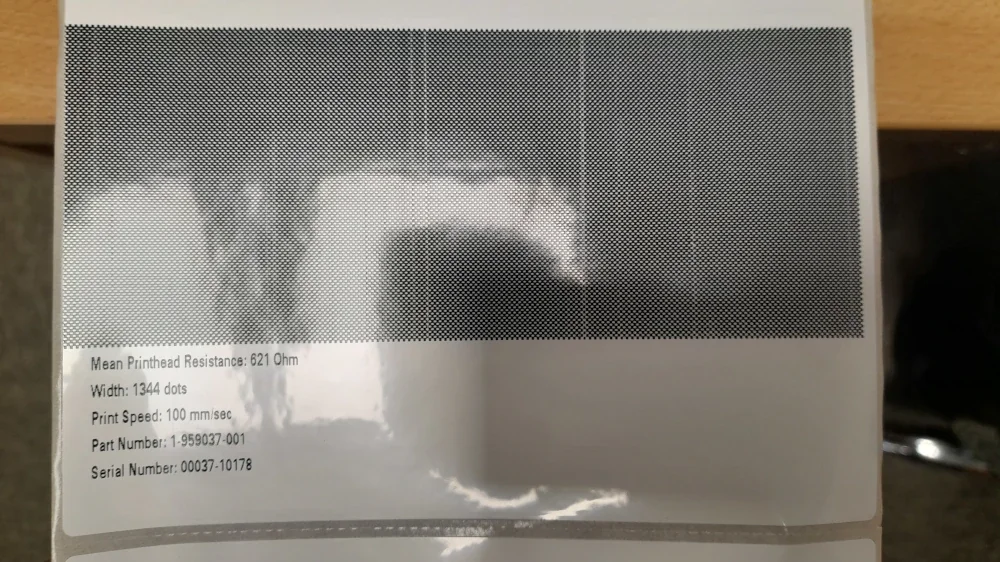 preventative label printer maintenance print quality test being performed on a Honeywell printer