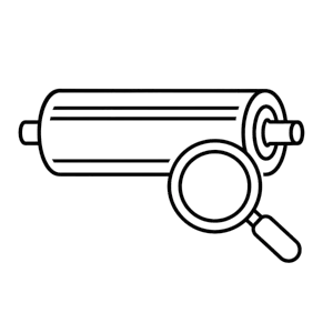 Icon showing a platen roller being cleaned and inspected.