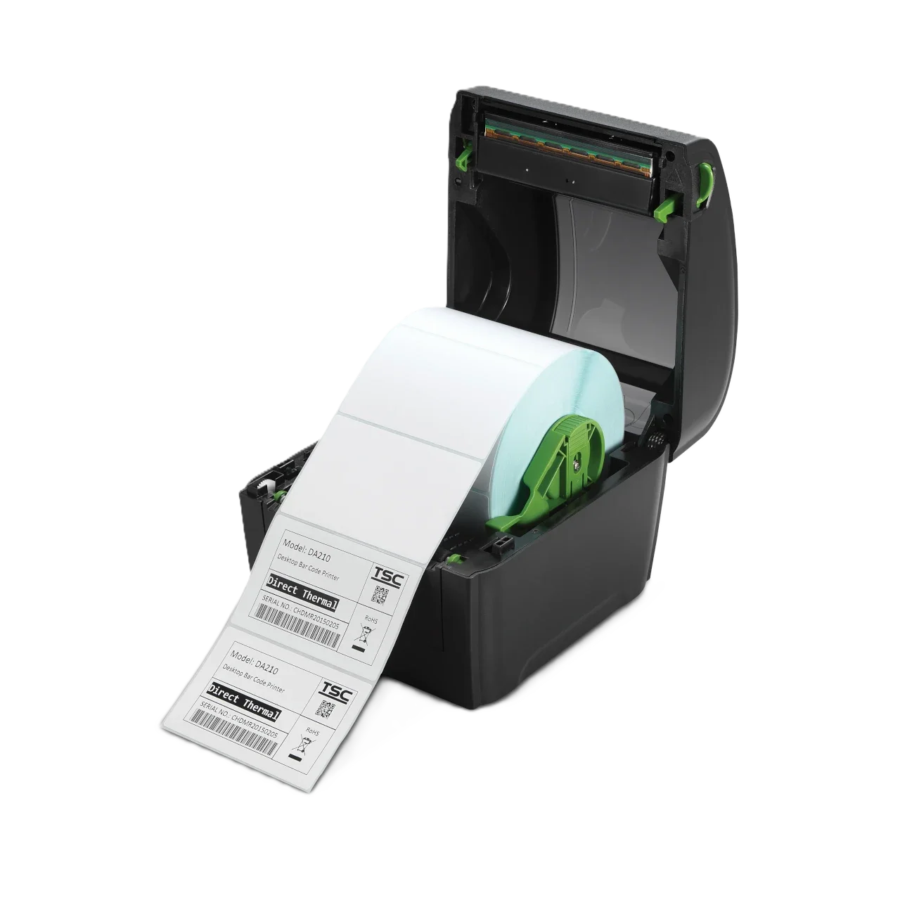 TSC DA210 barcode printer printing labels