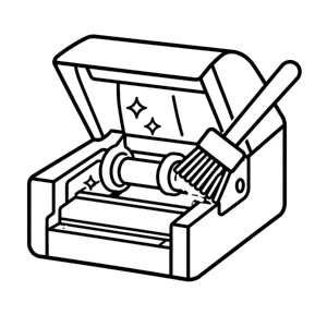 Icon of thermal printer sensors being cleaned of debris