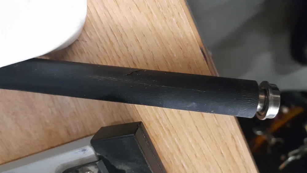 Damaged platen roller identified during routine label printer maintenance