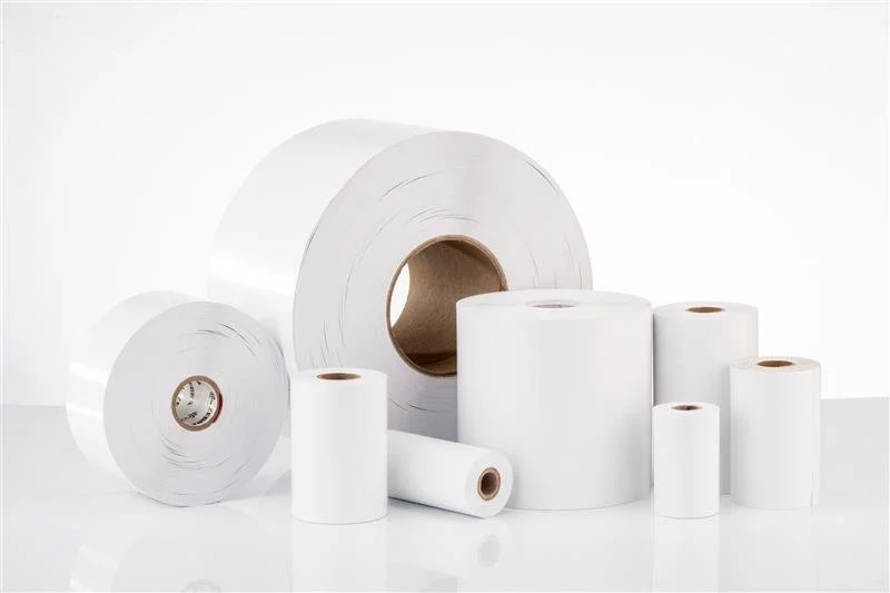 A group of Zebra zeroliner thermal printer linerless labels