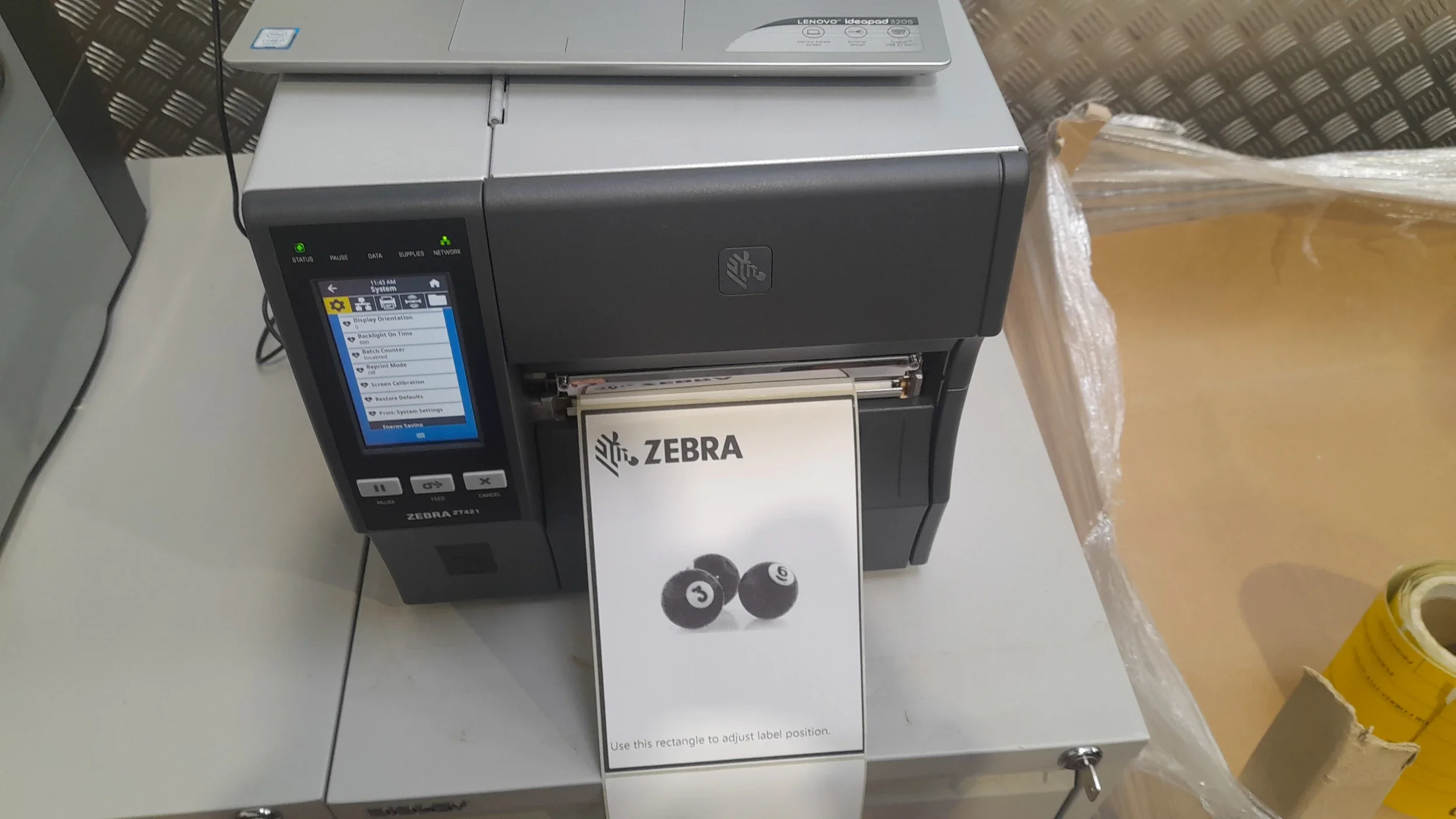 Zebra thermal label printer printing labels
