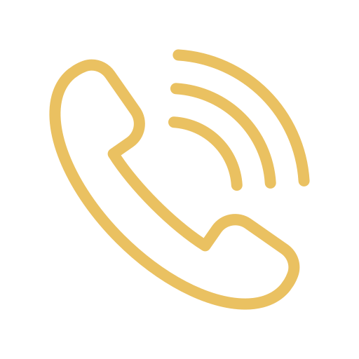 Icon of a telephone receiver with signal lines indicating a call or communication.