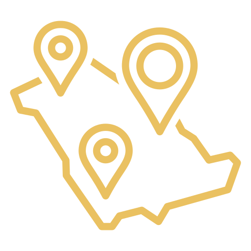 Icon of a map of California with three location markers.