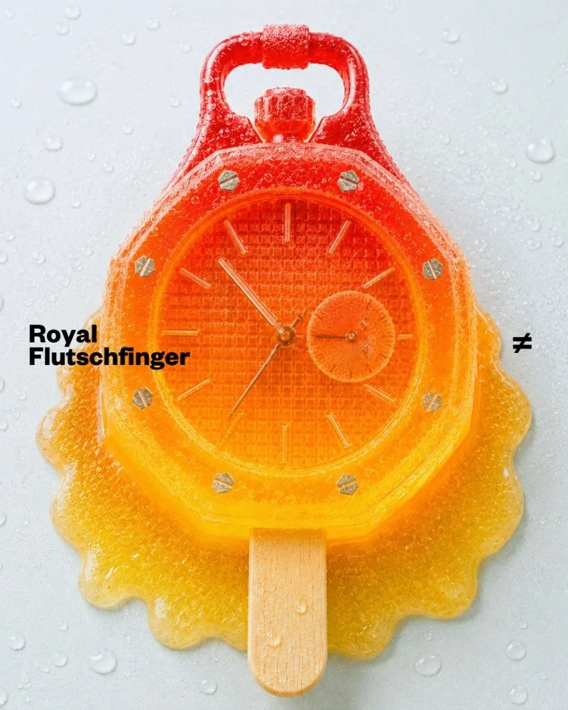 Ein Eis in Form einer Armband. Swatch AP Flutschfinger