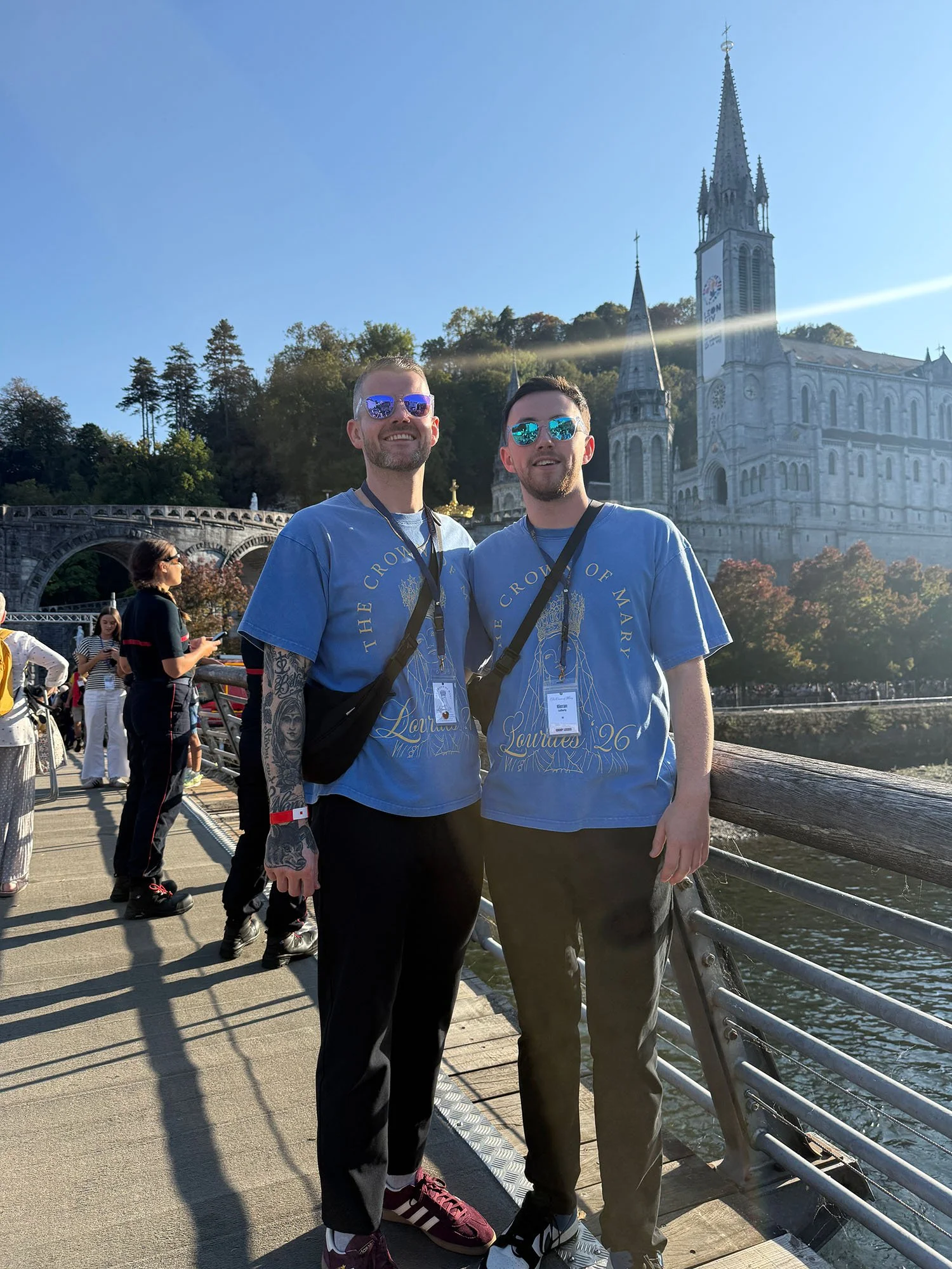 Kyle and Kieran in front of Lourdes.jpg