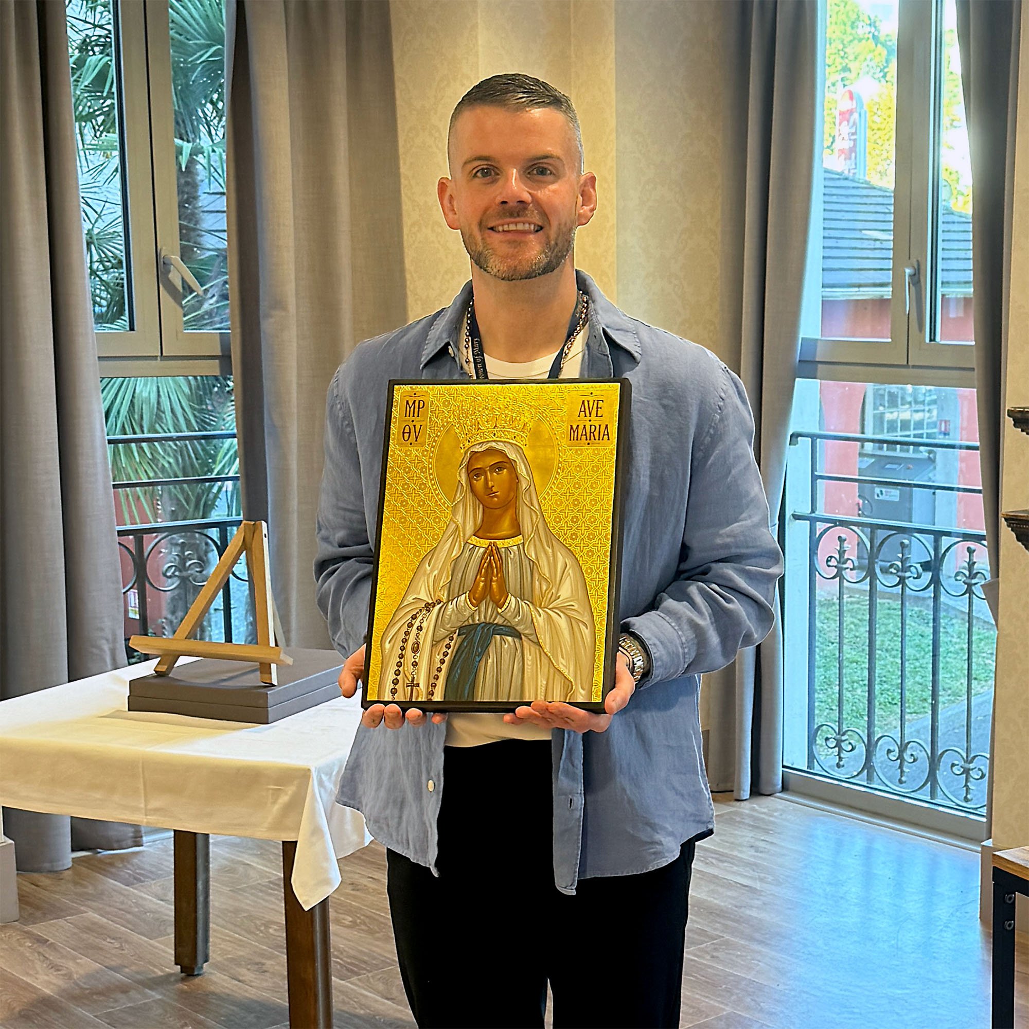 Kyle holding the Mary Icon (Cropped 2).jpg