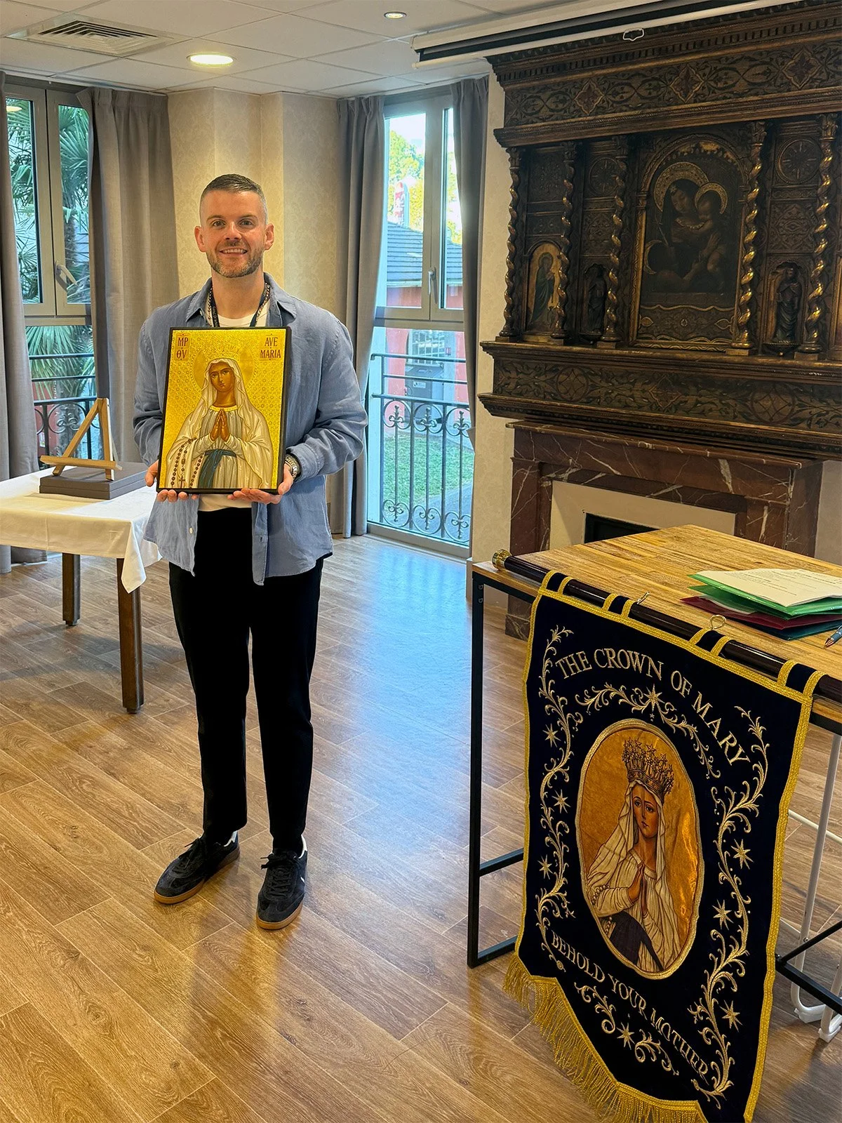 Kyle holding the Mary Icon.jpg