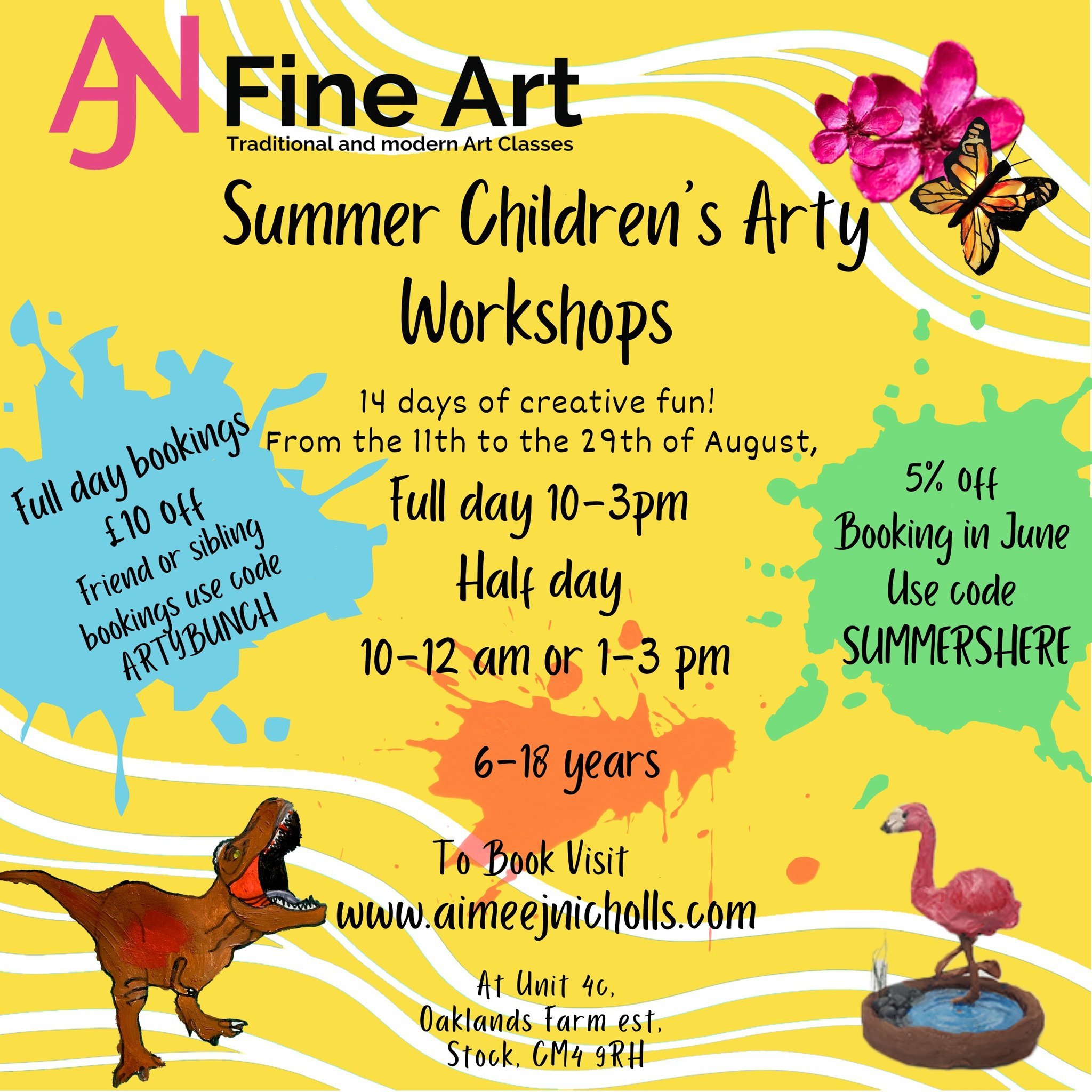 Our Summer workshops have just been announced! 
If your children love being creative and want something fun to do, then look no further this August! 
Visit our website to find out more 
www.aimeejnicholls.com