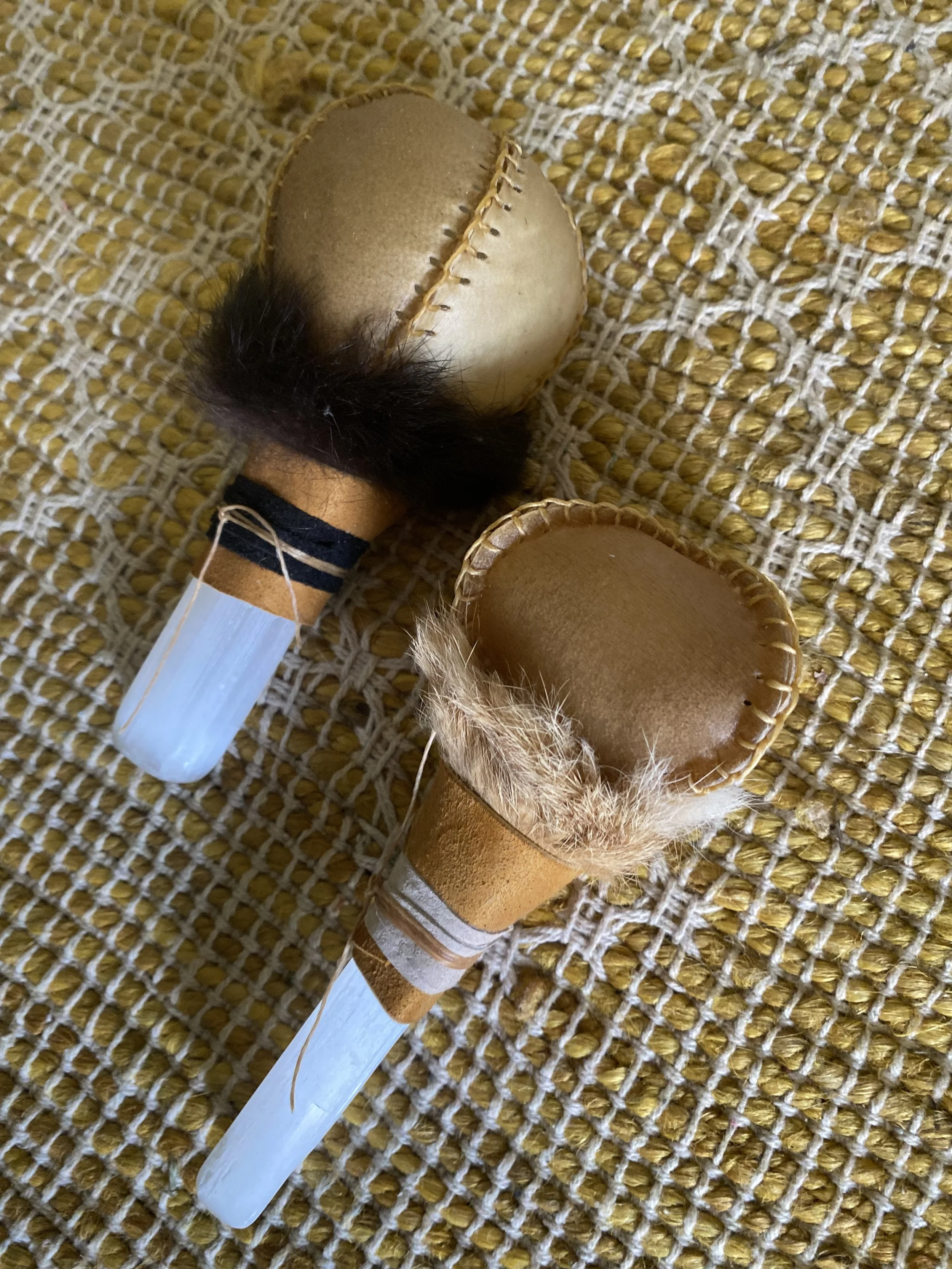 Selenite Rattles (Pair)