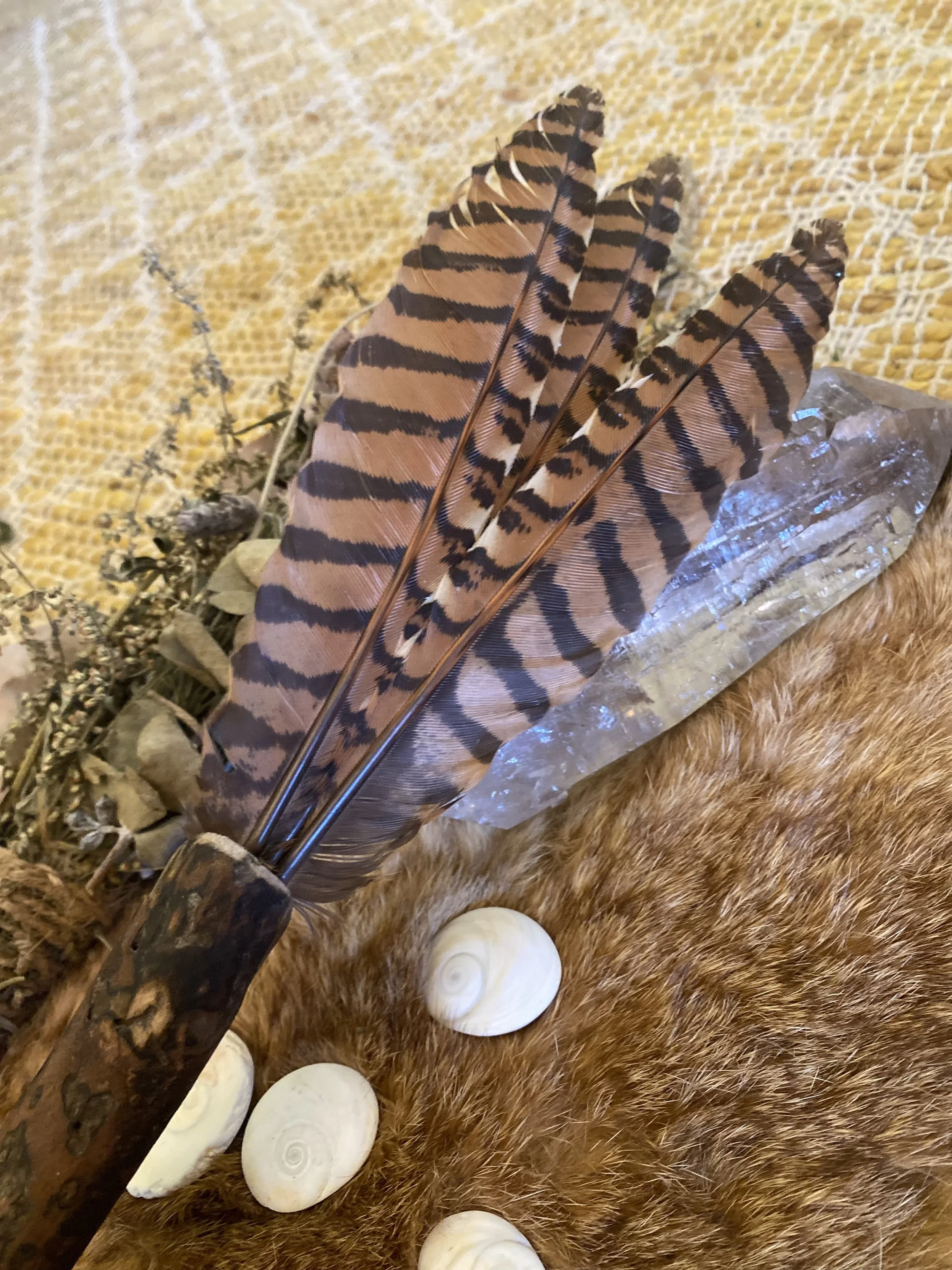 Alpaca drum beater feathers.jpg