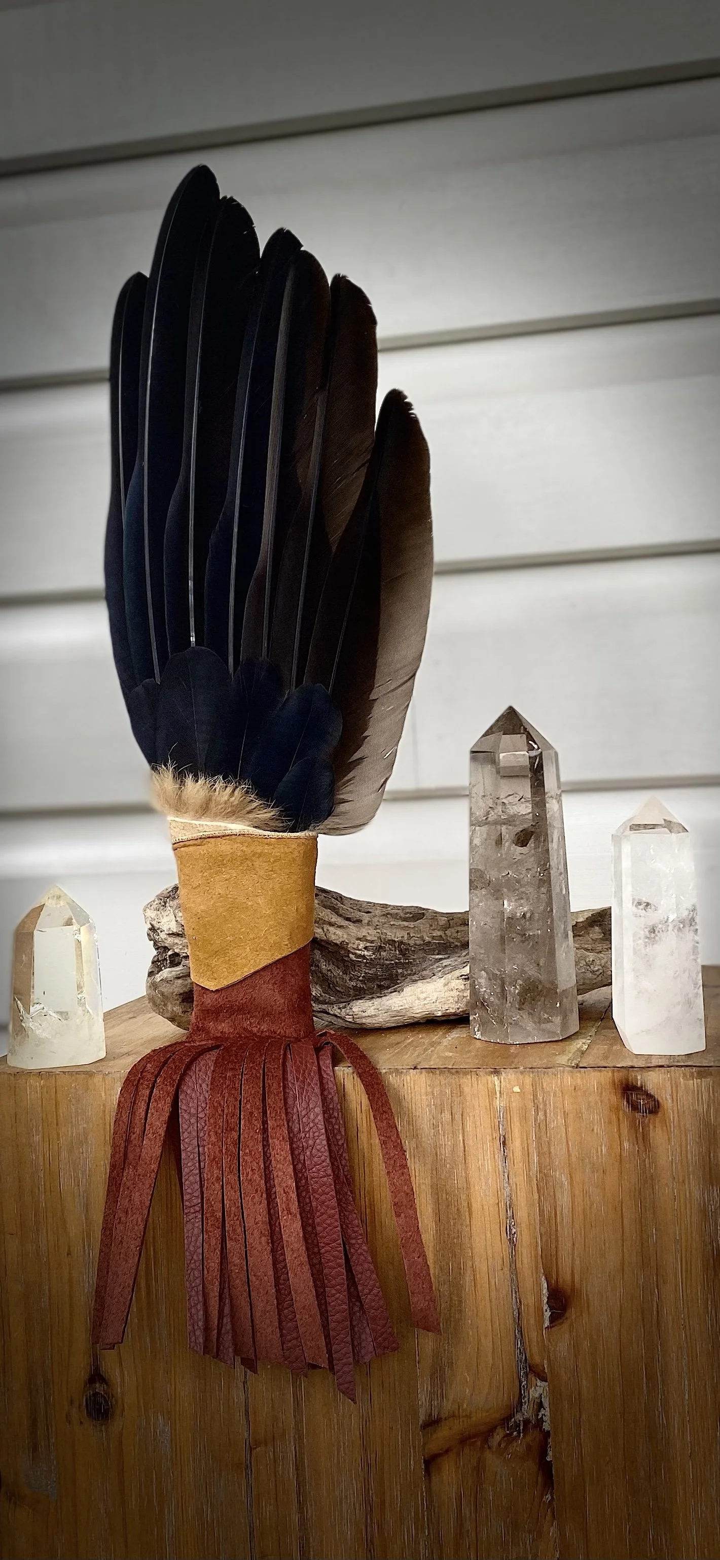 Black Cockatoo Wing Tip Cleansing Fan