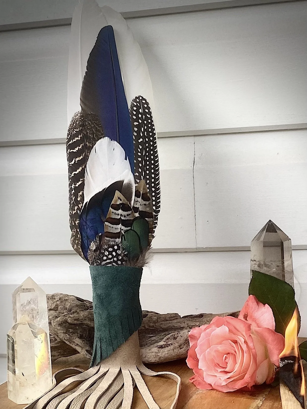 White Peacock Prayer Fan