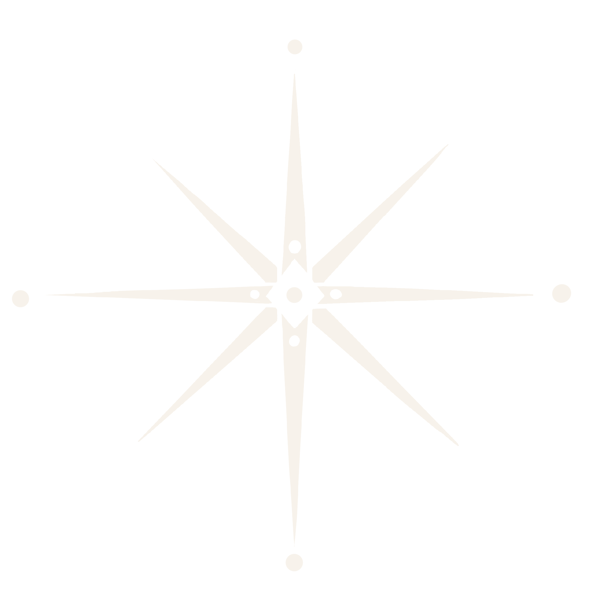 A black and white compass rose with eight points on a black background.