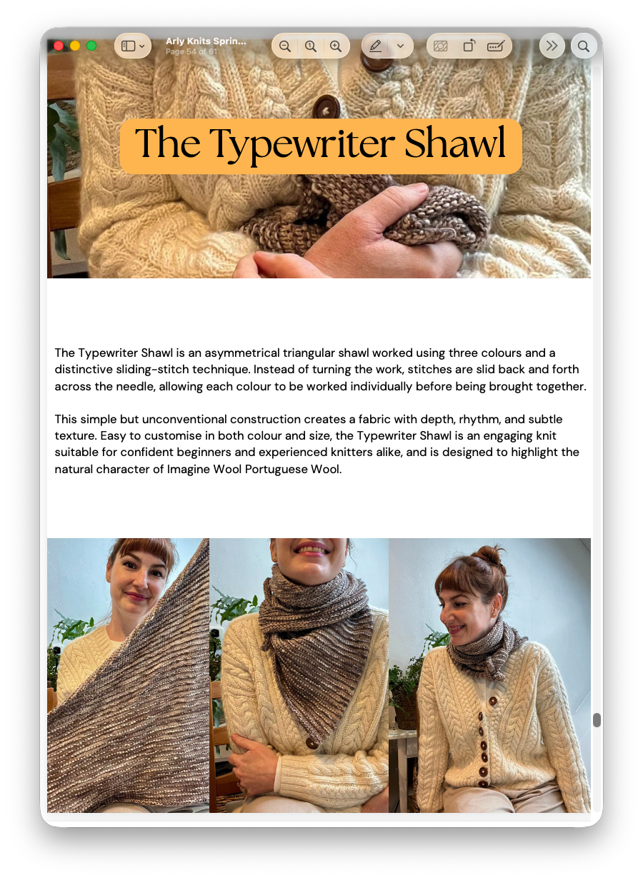 Typewriter Shawl - Spring Collection 2026 - Arly Knits.png